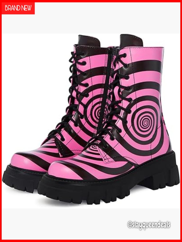 Platform Combat Boots Ankle Booties Adjustable Lace Up Inside Zipper